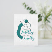 ティール（緑がかった色）Iニット感じティハガキ ポストカード (スタンド正面)