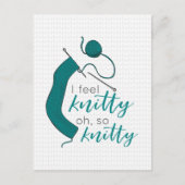 ティール（緑がかった色）Iニット感じティハガキ ポストカード (正面)