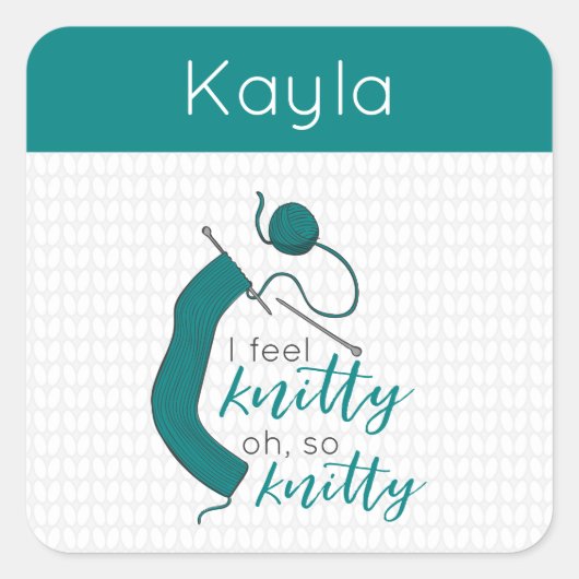 ティール（緑がかった色）Iニット感じティOh So Nitty スクエアシール (正面)