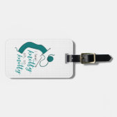 ティール（緑がかった色）Iニット感じティOh So Nitty ラゲッジタグ (正面横)