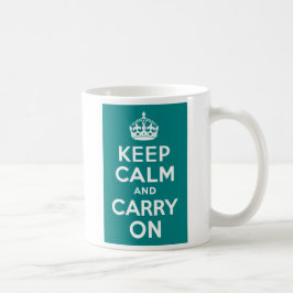 ティール（緑がかった色）Keep Calm and Carry On コーヒーマグカップ
