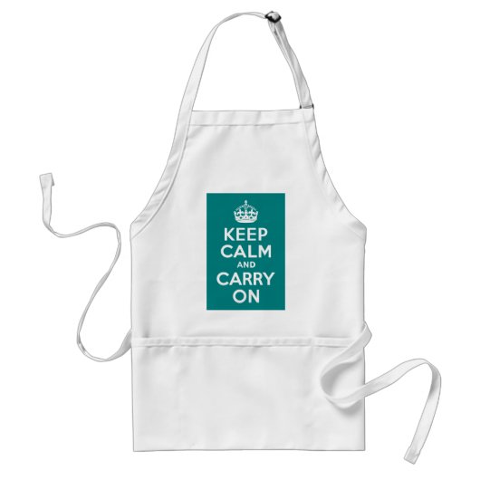 ティール（緑がかった色）Keep Calm and Carry On スタンダードエプロン (正面)