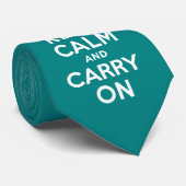 ティール(緑がかった色)Keep Calm and Carry On ネクタイ (ロール)