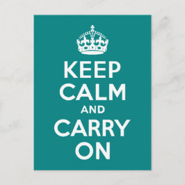 ティール（緑がかった色）Keep Calm and Carry On ポストカード