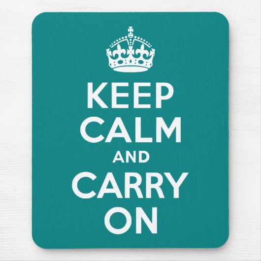 ティール（緑がかった色）Keep Calm and Carry On マウスパッド (正面)