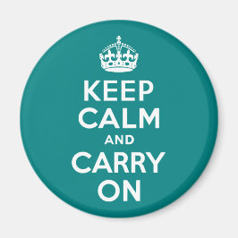 ティール（緑がかった色）Keep Calm and Carry On マグネット