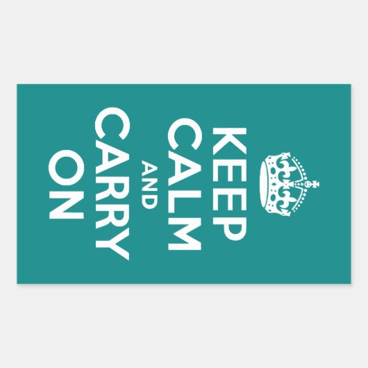 ティール(緑がかった色)Keep Calm and Carry On 長方形シール (正面)