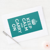 ティール(緑がかった色)Keep Calm and Carry On 長方形シール (封筒)