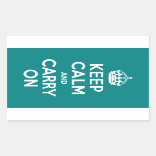 ティール(緑がかった色)Keep Calm and Carry On 長方形シール