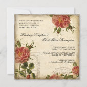 ティール(緑がかった色)nクリームヴィンテージエッフェルタワー日付を保存 招待状 (正面)