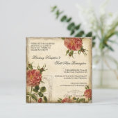 ティール(緑がかった色)nクリームヴィンテージエッフェルタワー日付を保存 招待状 (スタンド正面)