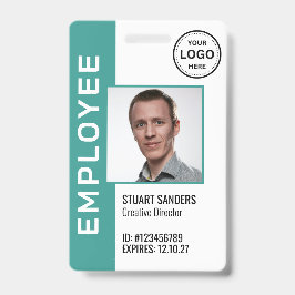 ティール（緑がかった色）QRコードロ企業のゴ従業員フォトバッジ バッジ
