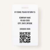 ティール(緑がかった色)QRコードロ企業のゴ従業員フォトバッジ バッジ (裏面)