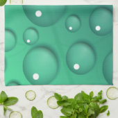 ティール（緑がかった色）Raindropテクスチャ キッチンタオル (折り畳み)