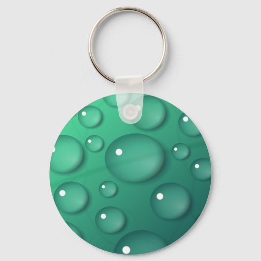 ティール（緑がかった色）Raindropテクスチャ キーホルダー (正面)