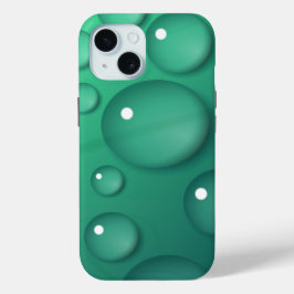 ティール（緑がかった色）Raindropテクスチャ iPhone 15ケース