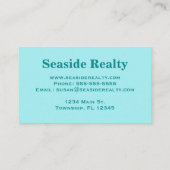 ティール（緑がかった色）、seafoamの海の貝、ターコイズの背景 名刺 (裏面)