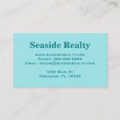 ティール(緑がかった色)、seafoamの海の貝、ターコイズの背景 名刺 (裏面)
