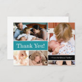 ティール(緑がかった色)Thank You Introducing SecondベビーAnno サンキューカード (正面/裏面)