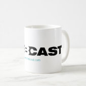 ティール(緑がかった色) URLが付いているB鋳造物のロゴのマグ コーヒーマグカップ (正面右)