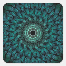 ティール（緑がかった色）Zentangle/マンダラステッカー