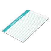 ティール 8.5x11 レターサイズ 左縦書き 名前 ノートパッド (アングル)