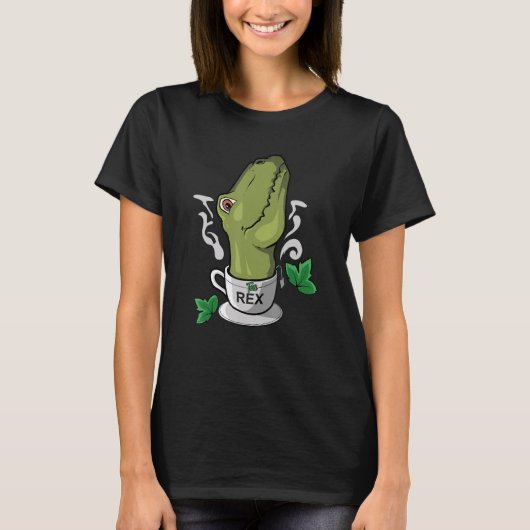 ティーレックス ティータイム 紅茶好き 恐竜 Tシャツ (正面)
