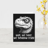 ティーレックス 恐竜 いいえ 今日も明日もダメ、 カード (黄色い花)