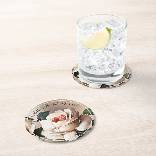 ティーローズのブライズシャワー ラウンドペーパーコースター (インサイチュ)