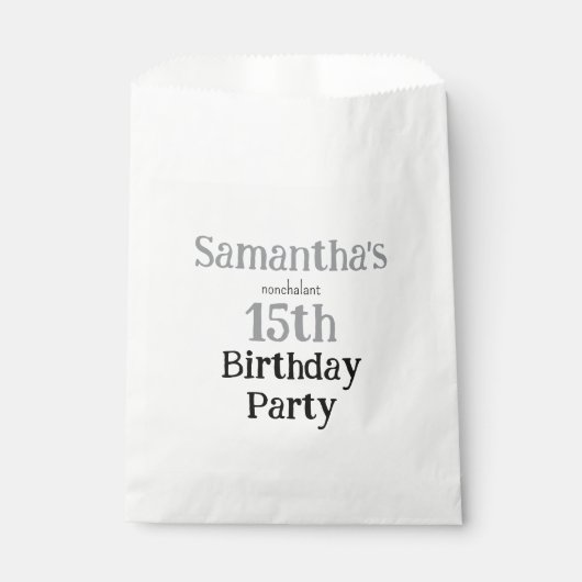 ティーンのノンシャラン誕生日パーティー招待状 フェイバーバッグ (正面)