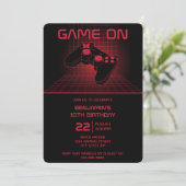 ティーンのビデオゲームプレーヤー ゲーマーボーイ 誕生日パーティー 招待状 (スタンド正面)