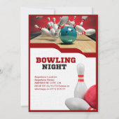 ティーンの姉妹がボウリングでストライクを出す楽しい誕生日ナイト 招待状 (裏面)