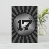 ティーンの少年 黒とグレー カスタム誕生日招待状 招待状 (スタンド正面)