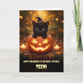ティーンの猫好きさんへハッピーハロウィン カード (正面)