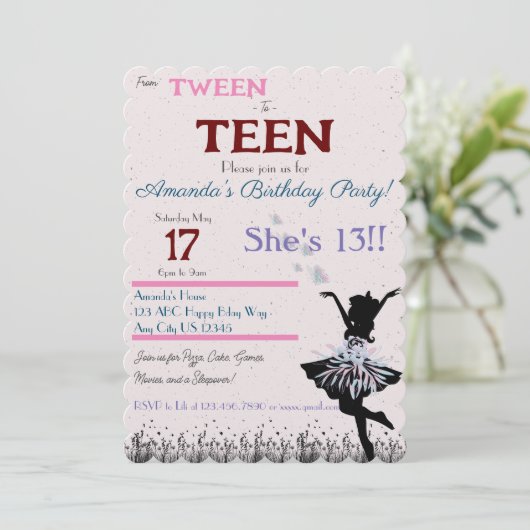 ティーンへのステップアップ 誕生日招待状 招待状 (スタンド正面)