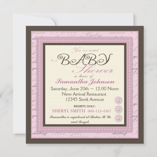 ティーンイートゥーズPNK招待状スクエア 招待状 (裏面)