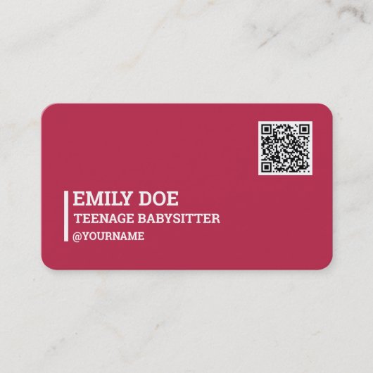 ティーンエイジのベビーシッターQRコード 名刺 (正面)