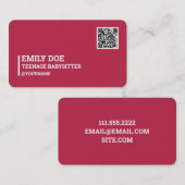 ティーンエイジのベビーシッターQRコード 名刺 (正面/裏面)