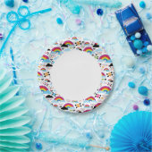 ティーンエイジの虹のスカル背景 ペーパープレート (パーティー)