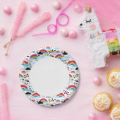 ティーンエイジの虹のスカル背景 ペーパープレート (パーティー)