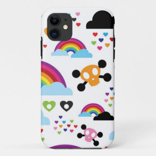 ティーンエイジの虹のスカル背景 iPhone 11 ケース