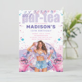 ティーンエイジカラフルボバブルティー誕生日 招待状 (スタンド正面)