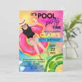 ティーンエイジプール誕生日招待状スイミングパーティー 招待状 (スタンド正面)