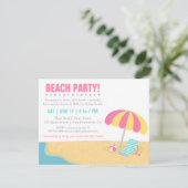 ティーンエイジャーの夏のビーチの誕生日パーティー 招待状 (スタンド正面)