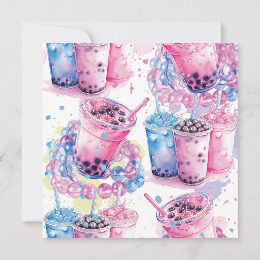 ティーンエイジ誕生日ボバブルティー サンキューカード (裏面)