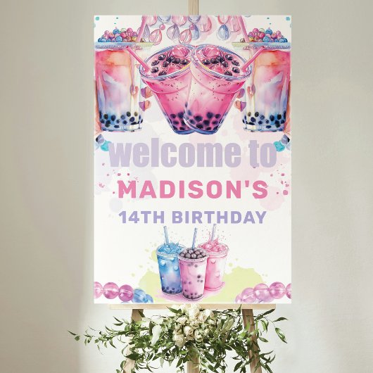 ティーンエージボバブルティー誕生日ウェルカムサイン ポスター