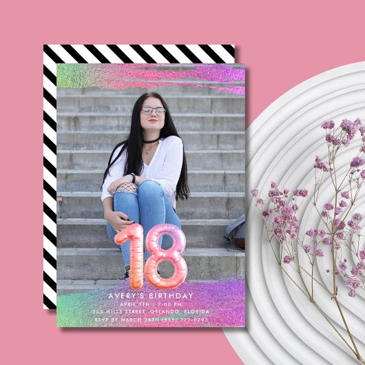 ティーンガール写真 18歳の誕生日パーティー 招待状