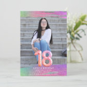 ティーンガール写真 18歳の誕生日パーティー 招待状 (スタンド正面)