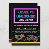 ティーンゲーム ゲーマー少年 ビデオゲームプレーヤー 招待状 (正面/裏面)