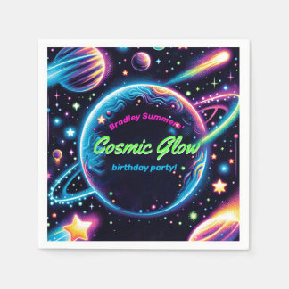 ティーンズコズミックグロー宇宙をテーマにした誕生日パーティー スタンダードカクテルナプキン